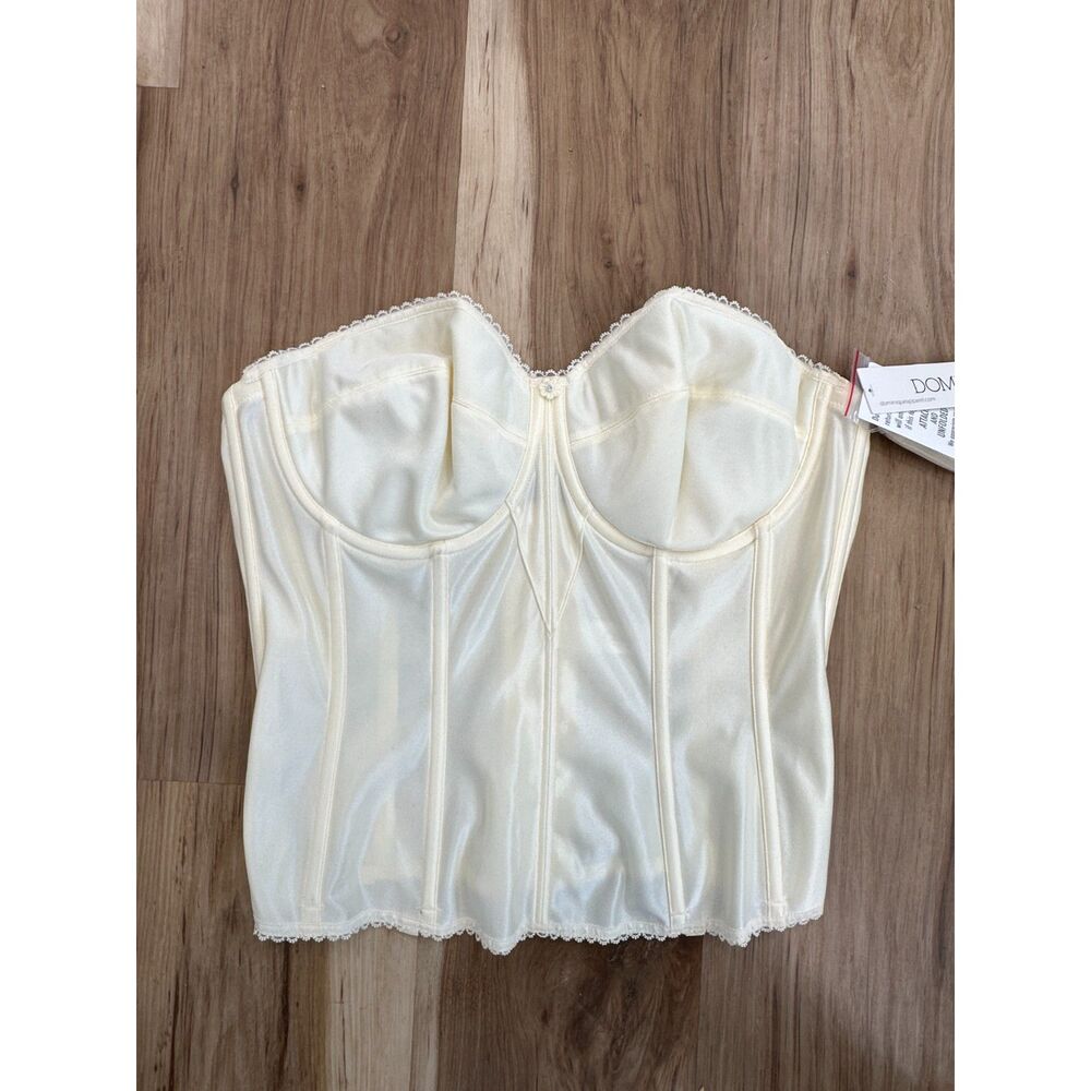 NWT Dominique Juliette Satin Longline Bustier Corset Ivory Size 38D
